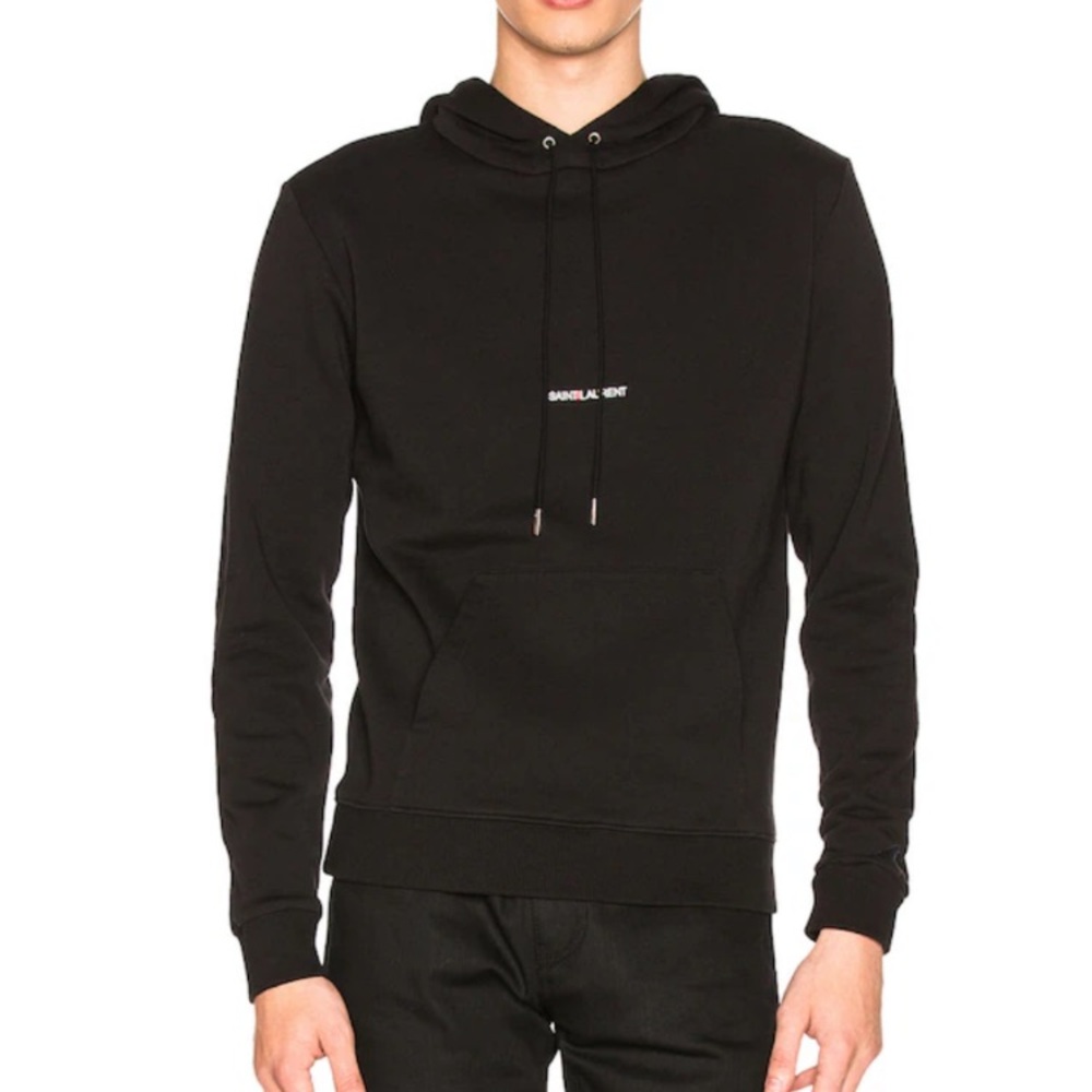 Saint Laurent Black Cotton Hooded Sweatshirt